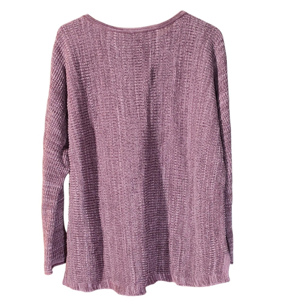 Pure J. Jill Womens XL Purple Knit Tunic Sweater Crew Neck Cotton Rayon Blend - Picture 3 of 7
